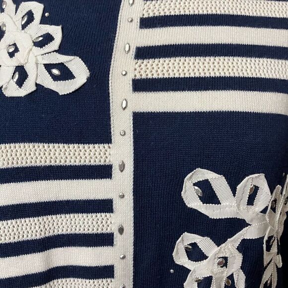 Alfred Dunner Blue Sweater w/White Accents / sz: P/M / EUC - Picture 7 of 7